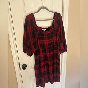 Maurices Women’s XL Red and Black Plaid Long Sleeve Dress Christmas Holiday